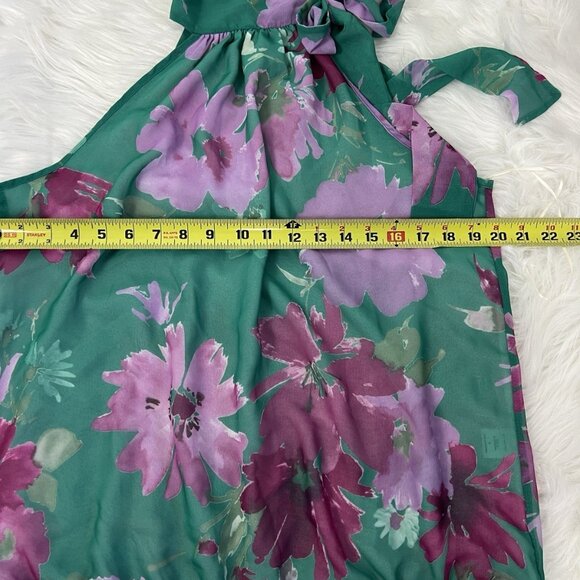 Sweet Pea Womens XL Teal/ Purple Floral Sleeveless Tie Scarf Mockneck Blouse - Picture 3 of 8